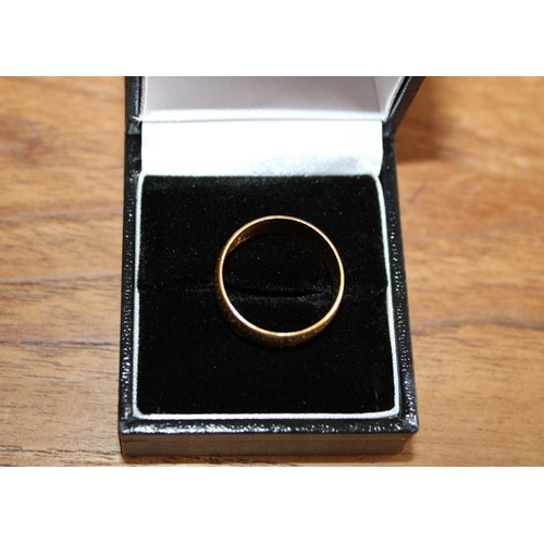 659 - 22ct Gold Wedding Band
Size-O
Weight 5.9gms
In A Box