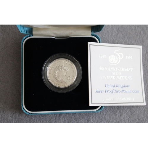 402 - Royal Mint 1945-1995 United Nations Silver Proof Two Pound Coin