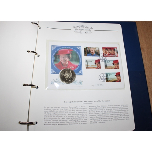 408 - Two Royal Family Folders Containing 8 Coins, 1 Coin Set, & Stamps