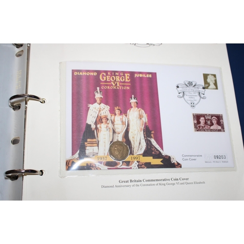 409 - Two Folders The Royal Family Containing 8 Coins & Stamps