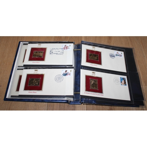 410 - 22ct Golden Replicas Of British Stamps In Folder