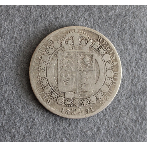 258 - 1891 Victorian Jubilee Head Half Crown Coin