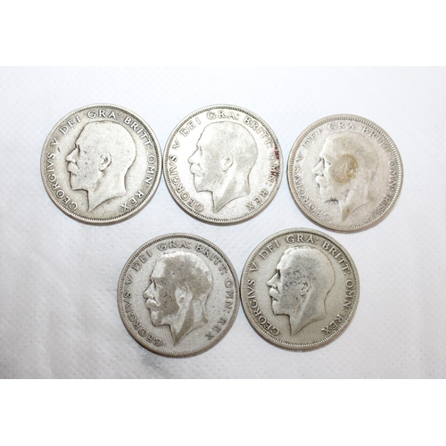 277 - Five Half Crown Coins 1927, 1926, 1923, 1921, 1920