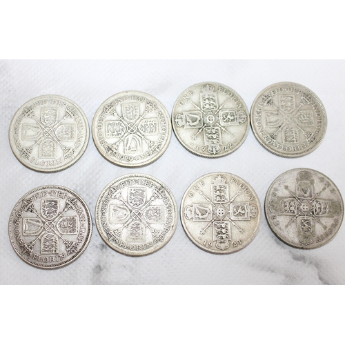 280 - Eight One Florin Coins
Dated-1931, 1929, 1923, 1921, 1922, 1928,1929, 1928