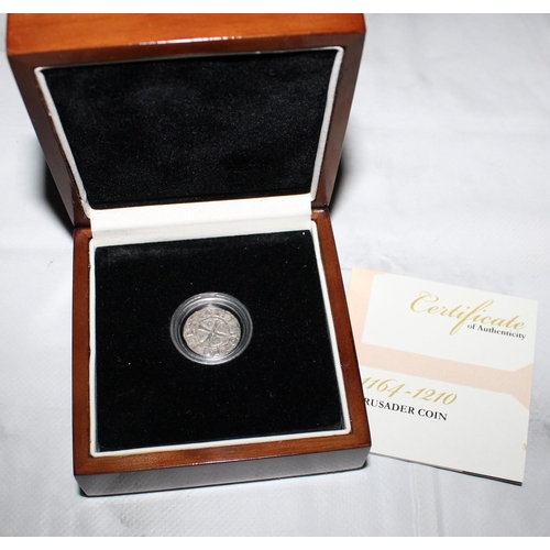 293 - Silver 1164-1210 AD Crusader Coin Boxed With Certificate Of Authenticity