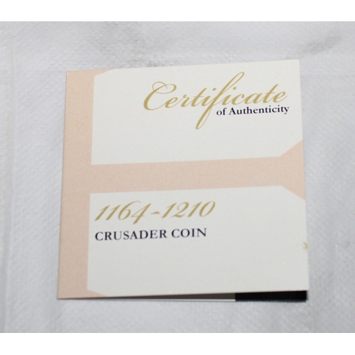 293 - Silver 1164-1210 AD Crusader Coin Boxed With Certificate Of Authenticity