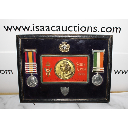 28 - Framed/Cased Christmas Tin South Africa 1900 & Medals
4114 PTE W.H. Mason 18th Hussars South Africa ... 