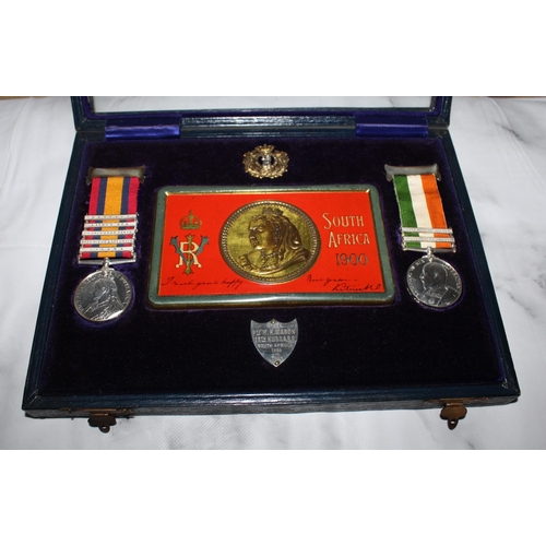 28 - Framed/Cased Christmas Tin South Africa 1900 & Medals
4114 PTE W.H. Mason 18th Hussars South Africa ... 