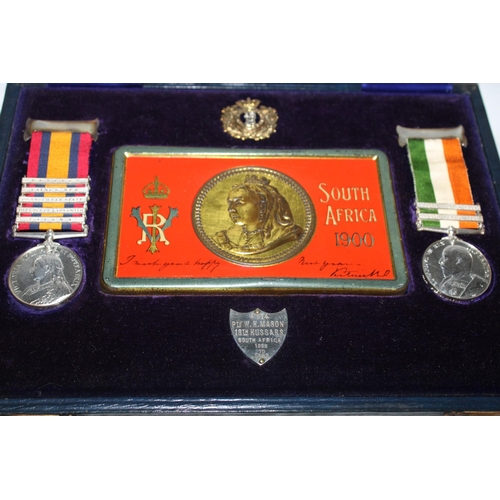 28 - Framed/Cased Christmas Tin South Africa 1900 & Medals
4114 PTE W.H. Mason 18th Hussars South Africa ... 