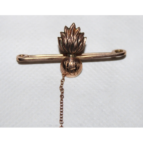 201 - Stamped 9ct Gold HAC Sweetheart Pin Brooch