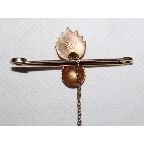 201 - Stamped 9ct Gold HAC Sweetheart Pin Brooch