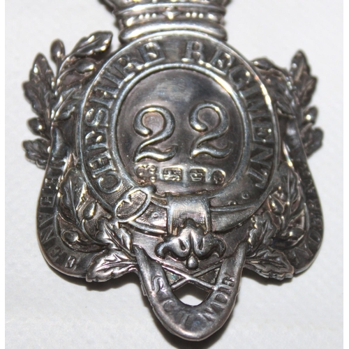 204 - Silver Hallmarked Cheshire Regiment Badge

7cm Tall