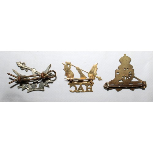 206 - Three HAC Badges, One Enamelled and one 9ct Gold ( Hallmark in picture)