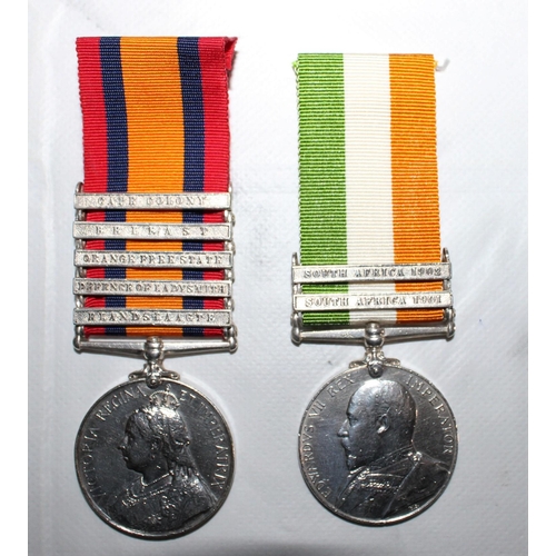 13 - Queens South Africa Medal Pair with 5 Clasps - Defence of Ladysmith

Queens medal inscribed 4128 PTE... 