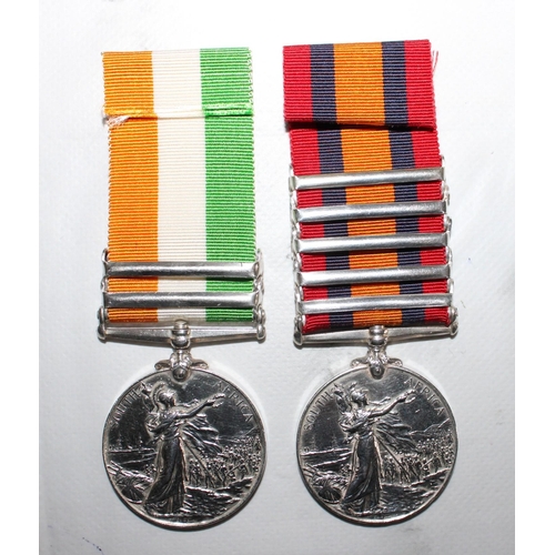 15 - Queens South Africa Medal Pair with 5 Clasps 

Queens medal inscribed 4175 PTE C ALLSOP 18TH LANCERS... 