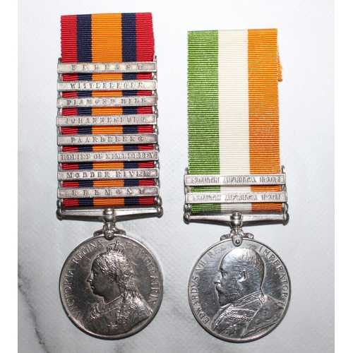 11 - Queens South Africa Medal Pair with 8 Clasps 

Queens medal inscribed 3903 PTE E GEORGE 9/LCRS

King... 