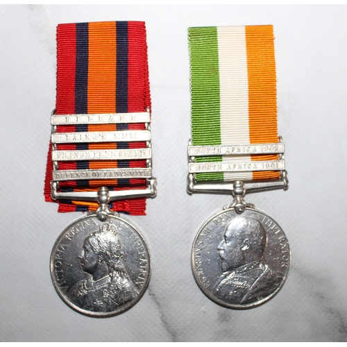 12 - Queens South Africa Medal Pair - 4 Clasps - Defence of Ladysmith  - Ghost Dates

Queens Medal inscri... 