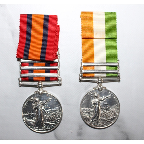 12 - Queens South Africa Medal Pair - 4 Clasps - Defence of Ladysmith  - Ghost Dates

Queens Medal inscri... 