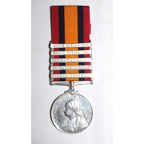 19 - Queens South Africa Medal with 5 Bars - 42ND COY (HERTS) I.Y. 

Medal named to 31182 CPL: W.C.M. CAR... 