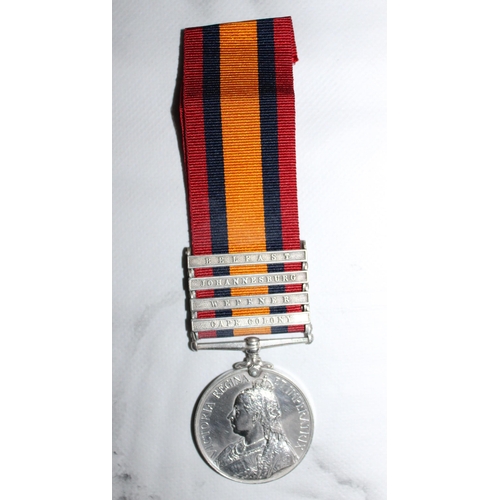 36 - Queens South Africa Medal with 4 Bars - 10th HUSSARS - GHOST DATES

Medal named to 3066 PTE. W. RAWL... 