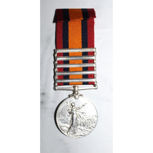 38 - Queens South Africa Medal with 5 Bars - 2ND SHROPSHIRE LI

Medal named to 6367 PTE F THOMAS 2/SHROPS... 