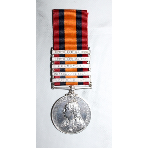 40 - Queens South Africa Medal with 5 Bars - 42ND COY (HERTS) I.Y.

Medal named to 33335 PTE G. JEFFREY. ... 