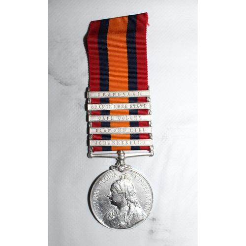 20 - Queens South Africa Medal with 5 Bars - C.I.V.

Medal named to 613 PTE C.W.H.VAUGHAN C.I.V.