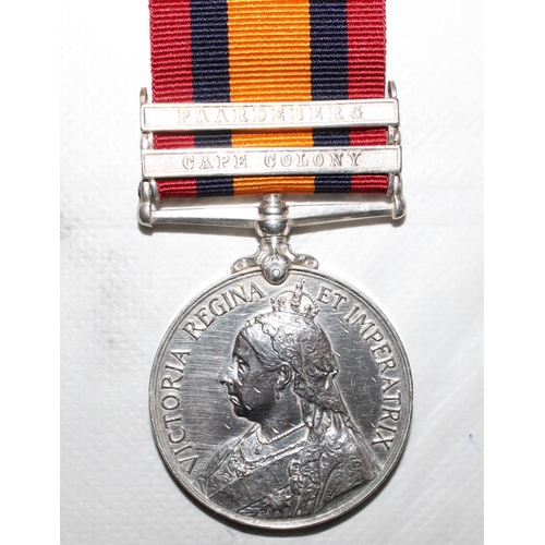 43 - Queens South Africa Medal with 2 Bars - C.I.V. 

Medal named to 1161 PTE. T.J. JOHNSON. C.I.V.