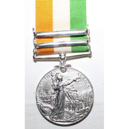 25 - Queens South Africa Medal Group of 3 (4 Clasps inc DEFENCE OF LADYSMITH) 

Queens medal named to 335... 