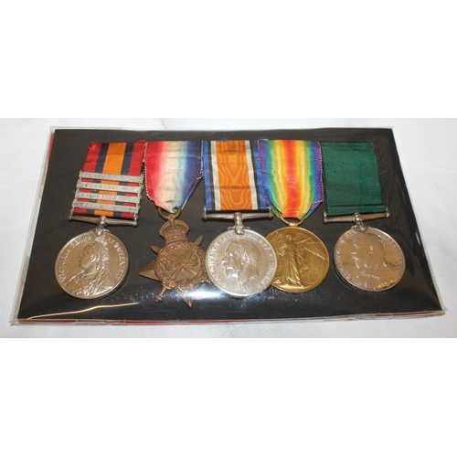 26 - Queens South Africa Medal Group of 5 ( 4 Clasps)

Queens SA Medal Inscription - 850 SGT S. DUNBAR. C... 