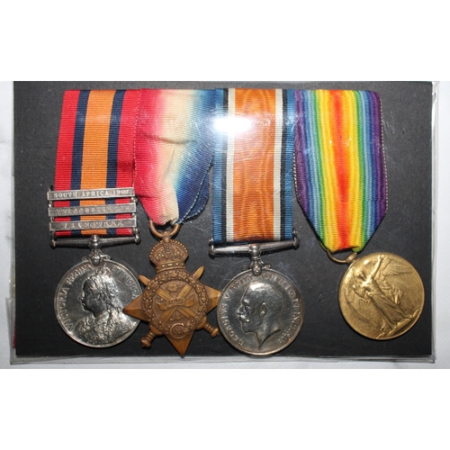 29 - Queens South Africa Medal Group of 4 ( 3 Clasps)

Queens medal inscription reads 5165 PTE C.M.YATES.... 