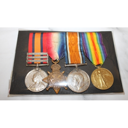 29 - Queens South Africa Medal Group of 4 ( 3 Clasps)

Queens medal inscription reads 5165 PTE C.M.YATES.... 