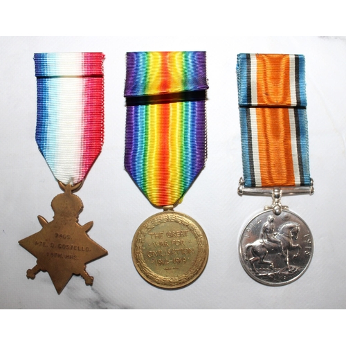 79 - WWI 1914-15 Star Trioo of Medals - Costello - 13th Hussars

7409 PTE. D. COSTELLO. 13TH HRS.