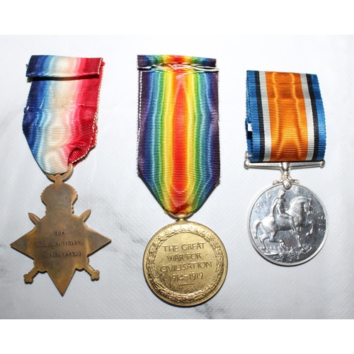 91 - WWI 1914-14 Trio of Medals  - Titley - HAC

104 GNR.P.A.TITLEY H.A.C.(ART)