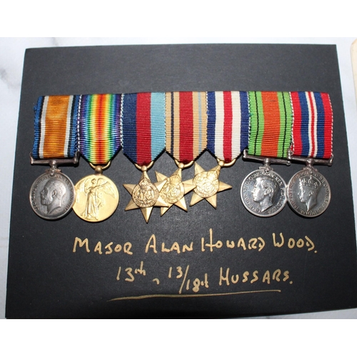 97 - WWI & WWII Medal Group of 7 - Major A. H. Wood - 13th /18th Hussars.

WWI medals inscribed 2.LIEUT.A... 