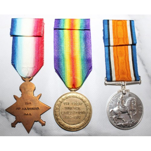 104 - WWI 1914-15 Star Trio of Medals to Captain Harrison H.C.A

Captain P. W. Harrison