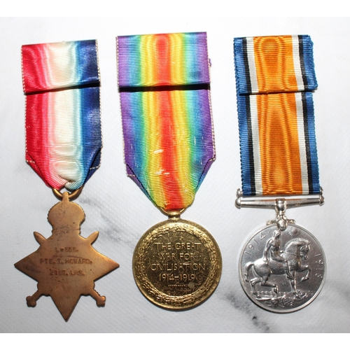 105 - WWI 1914-15 Star Trio of Medals to Howard - 21st Lancers

L-556 PTE T HOWARD 21ST LRS.