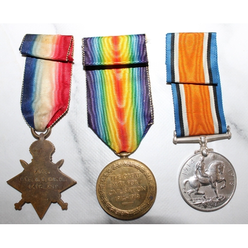 107 - WWI 1914-15 Trio of Medals to Hance - 14th Hussars

7189 PTE.A.W.HANCE 14TH HRS