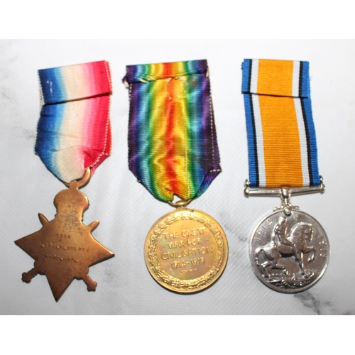 110 - WWI 1914-15 Star Trio of Medals to Hulme - 14th Hussars

5896 PTE A. HULME. 14-HRS