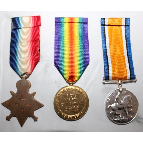 115 - WWI 1914 Star and Bar Trio of Medals - James - H.A.C

1071 CPL.C.A.JAMES.H.A.C. - INF-