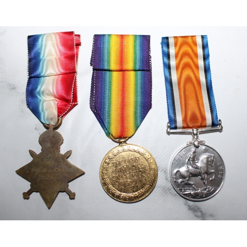 119 - WWI 1914-15 Star Trio of Medals - Loynes - H.A.C

927. DVR.F.LOYNES. H.A.C.