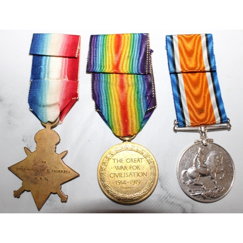 128 - WWI 1914-15 Star Trio of Medals  - Roberts - H.A.C.

94.SJT.H.F.ROBERTS. H.A.C. -ART-