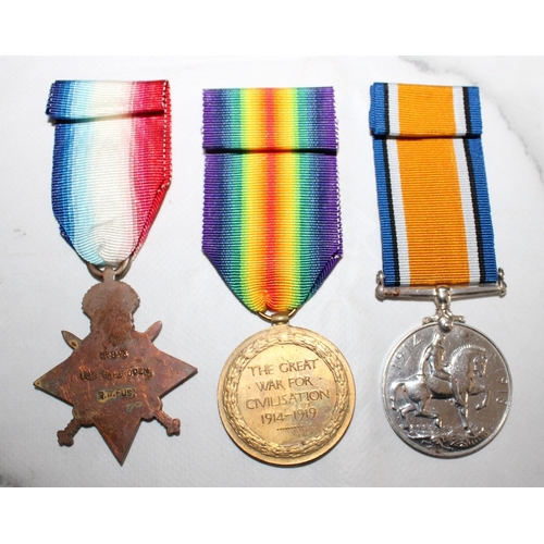 129 - WW1 1914-15 Trio of Medals - Roden - R. W. Fusiliers

13845 CPL T.H.RODEN. R.W.FUS