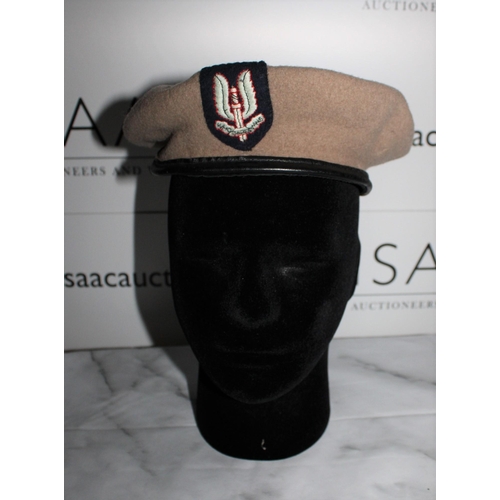 209 - SAS Beige Beret with Cloth Badge - Size 56