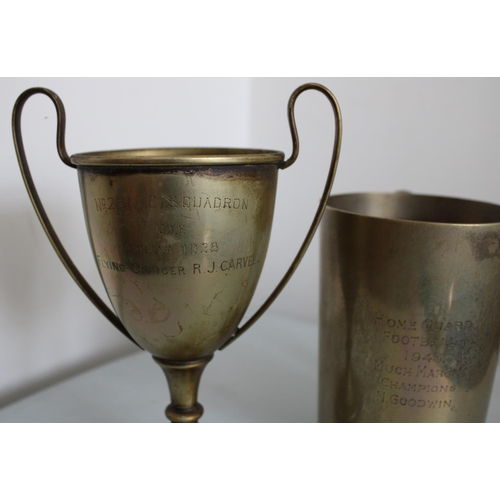 318 - 1 Pint EPNS Tankard Home Guard Football 1943 & Trophy Squadron Mile 1928 Flying Officer R.J Carvell
... 