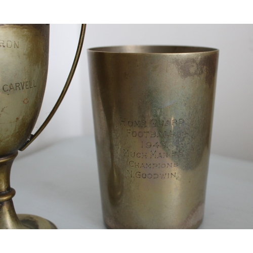 318 - 1 Pint EPNS Tankard Home Guard Football 1943 & Trophy Squadron Mile 1928 Flying Officer R.J Carvell
... 