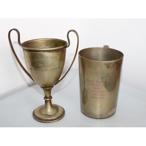 318 - 1 Pint EPNS Tankard Home Guard Football 1943 & Trophy Squadron Mile 1928 Flying Officer R.J Carvell
... 