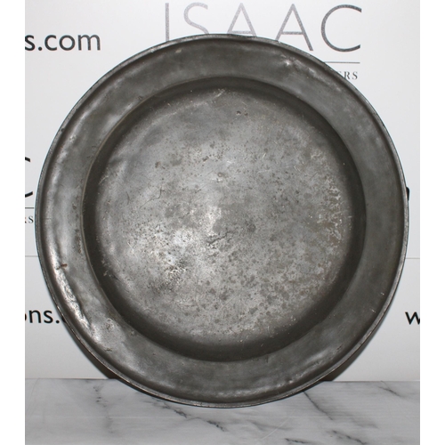 108 - Large Pewter Charger Plate Pewter Stamped WC AT 
Dimension 42 x 42 cm