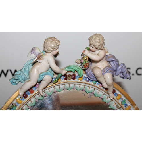 77 - Vintage Porcelain Cherub Mirror
Meissen Marking Shown In Pictures
Damage Shown In Pictures Missing W... 