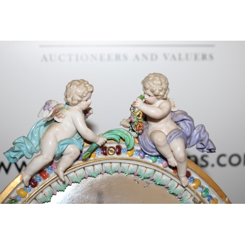 77 - Vintage Porcelain Cherub Mirror
Meissen Marking Shown In Pictures
Damage Shown In Pictures Missing W... 